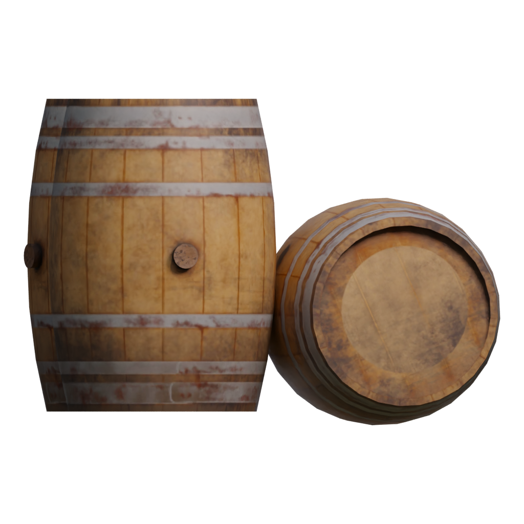 Back view of the Wood Barrel 3D model