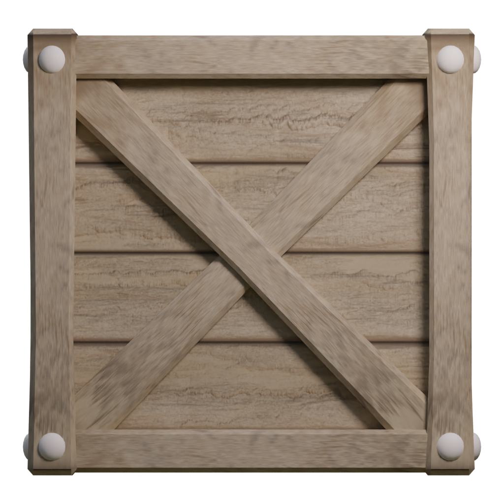 Left view of the Low Poly Wooden Crate 3D model