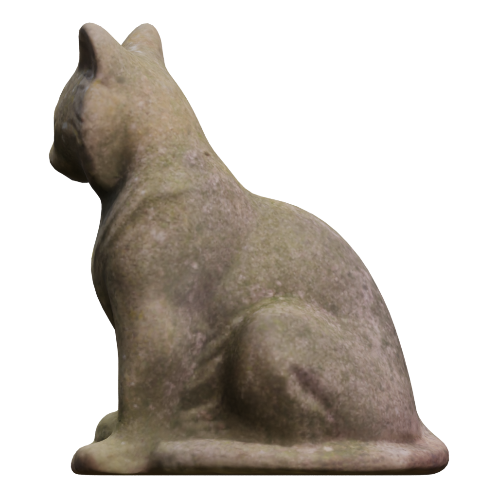 Left view of the Concrete Cat Statue 3D model