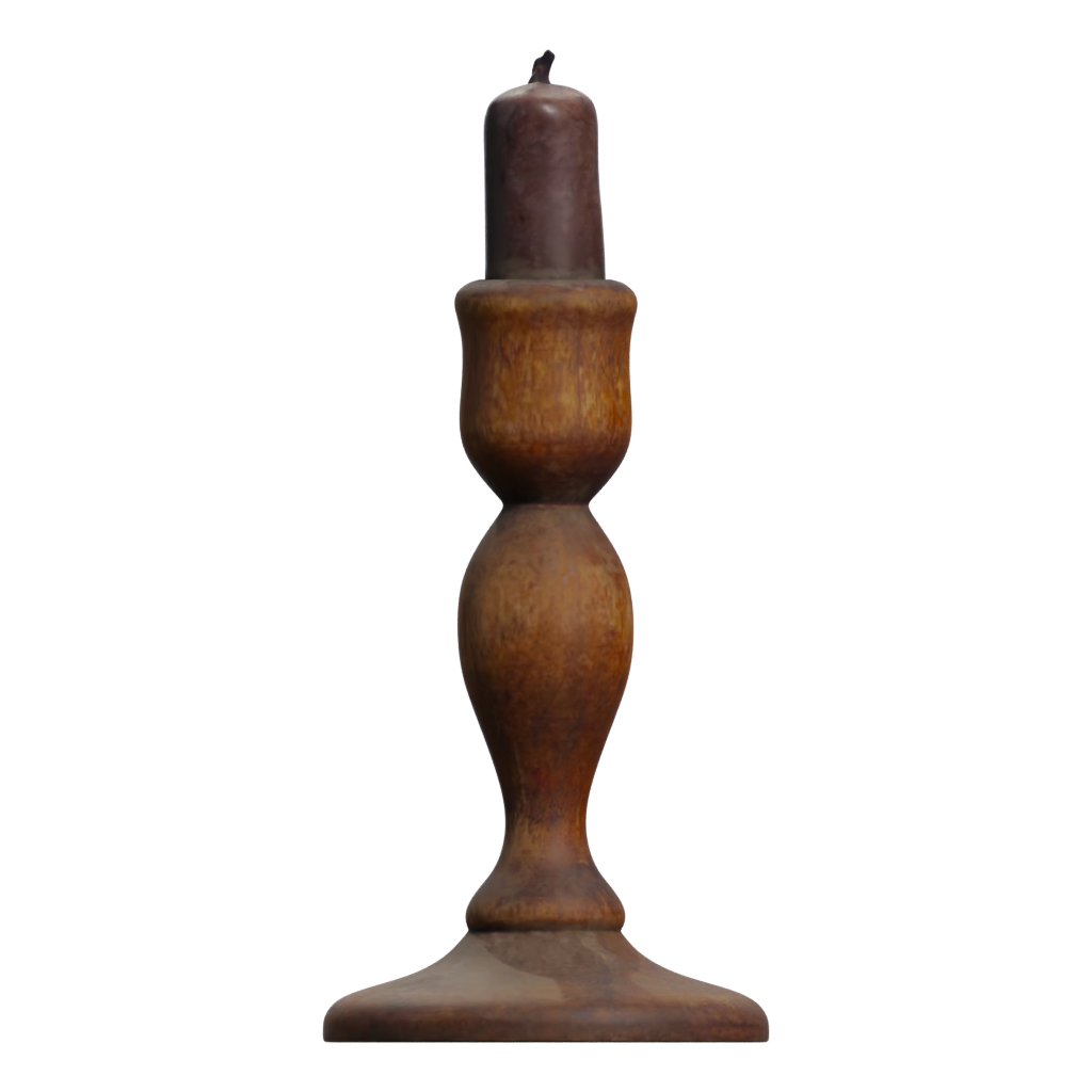 Left view of the Wooden Candlestick 3D model