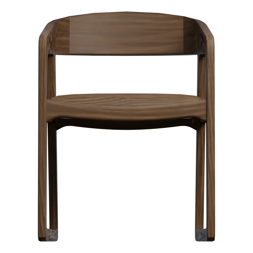 Front view of the Wood Chair 3D model