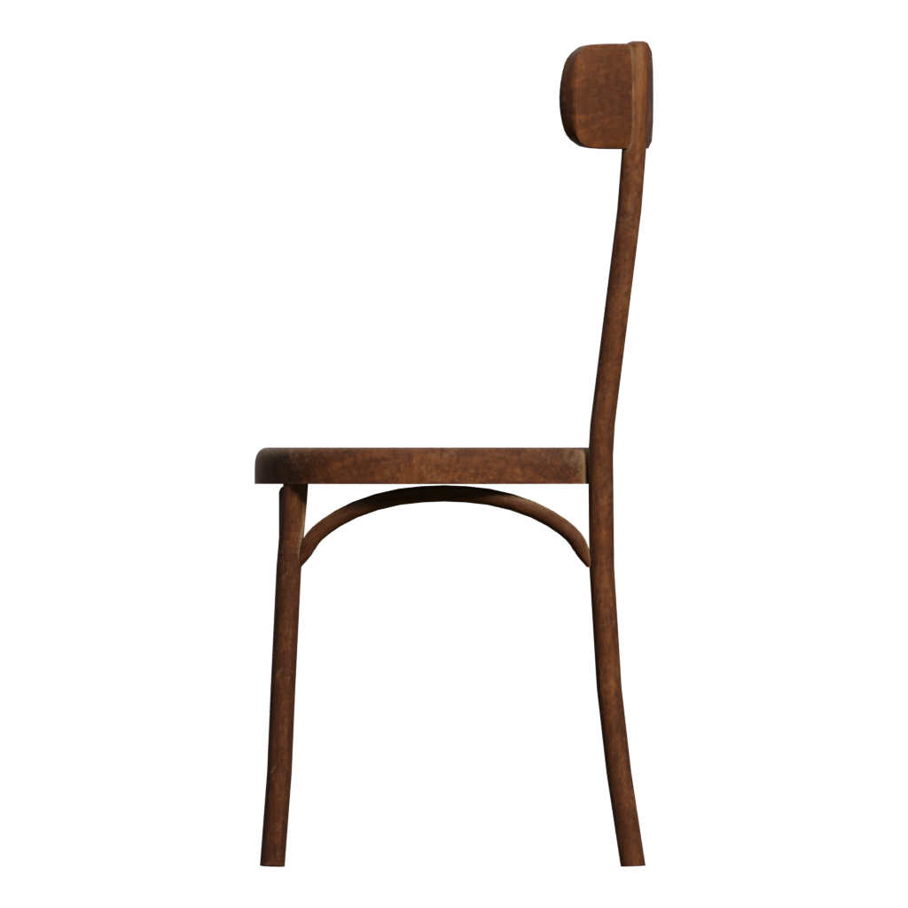Left view of the Old Wood Chair 3D model