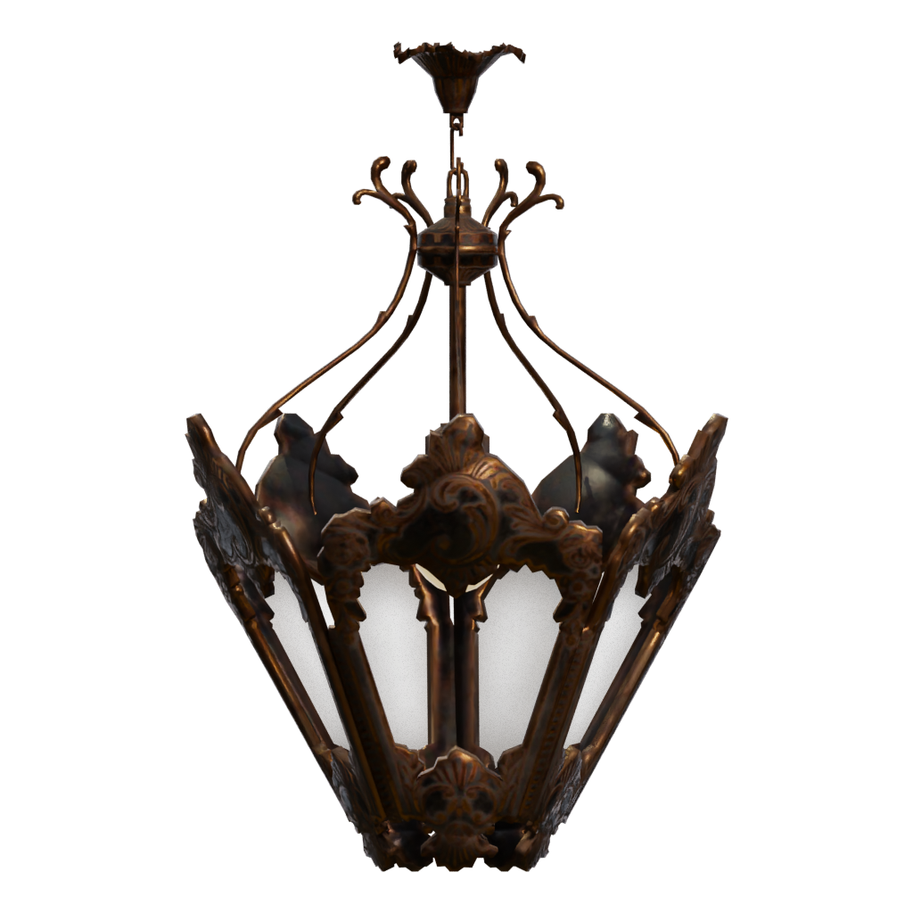 Left view of the Lantern Chandelier 3D model