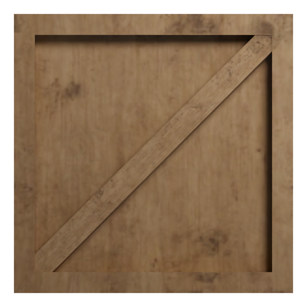 Bottom view of the Low Poly Wooden Crate 3D model