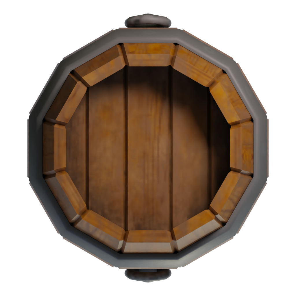 Bottom view of the Barrel 3D model