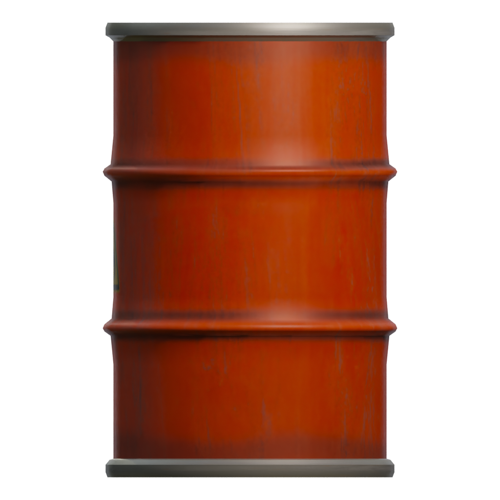 Left view of the Flammable Barrel 3D model