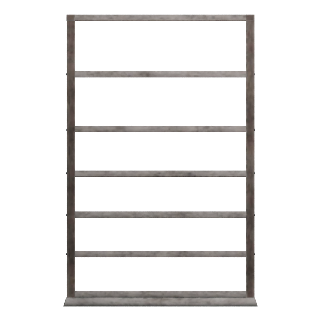 Back view of the Wooden Bookshelf Worn 3D model