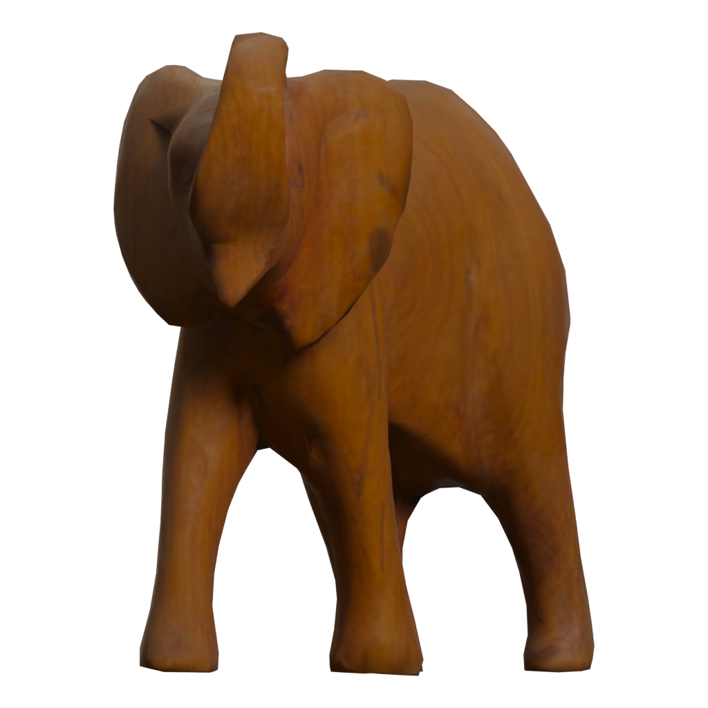 Left view of the Carved Wooden Elephant 3D model