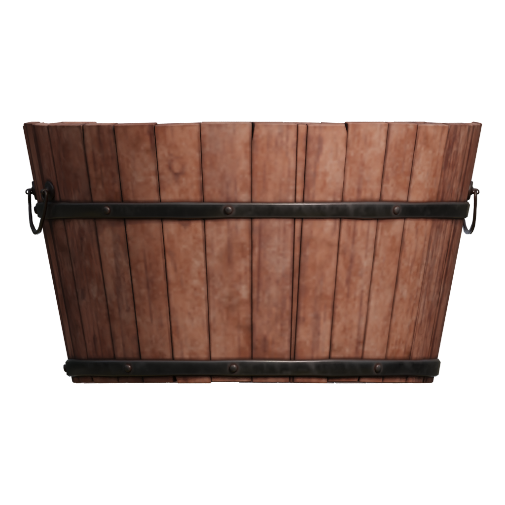 Front view of the Wooden Bucket 3D model