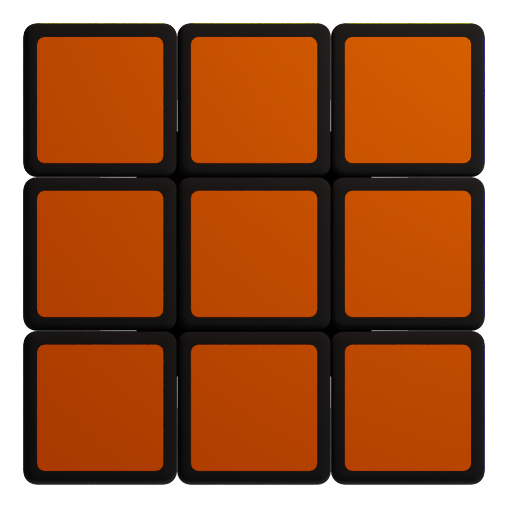 Top view of the 3X3 Rubik Cube 3D model