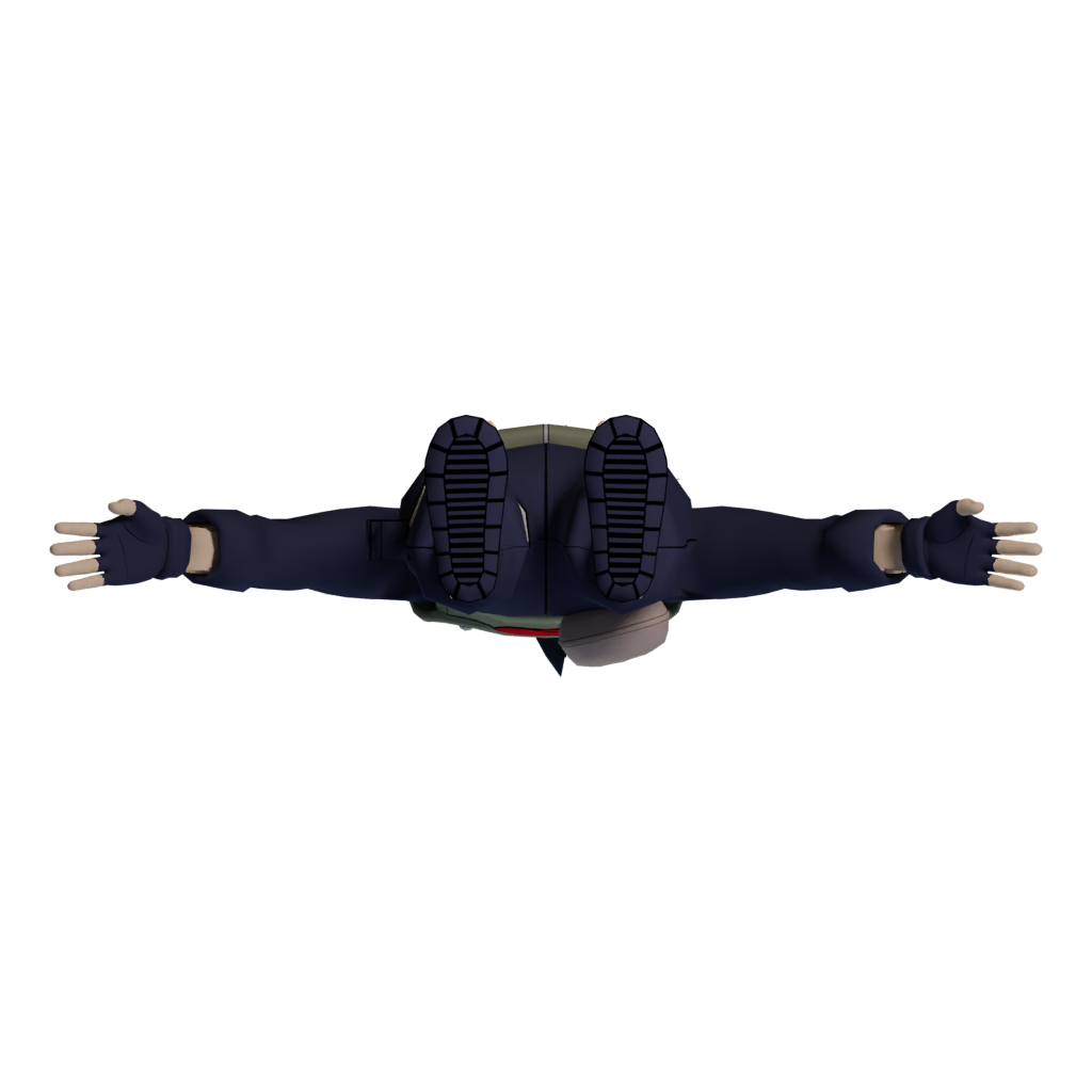 Bottom view of the Hatake Kakashi 3D model