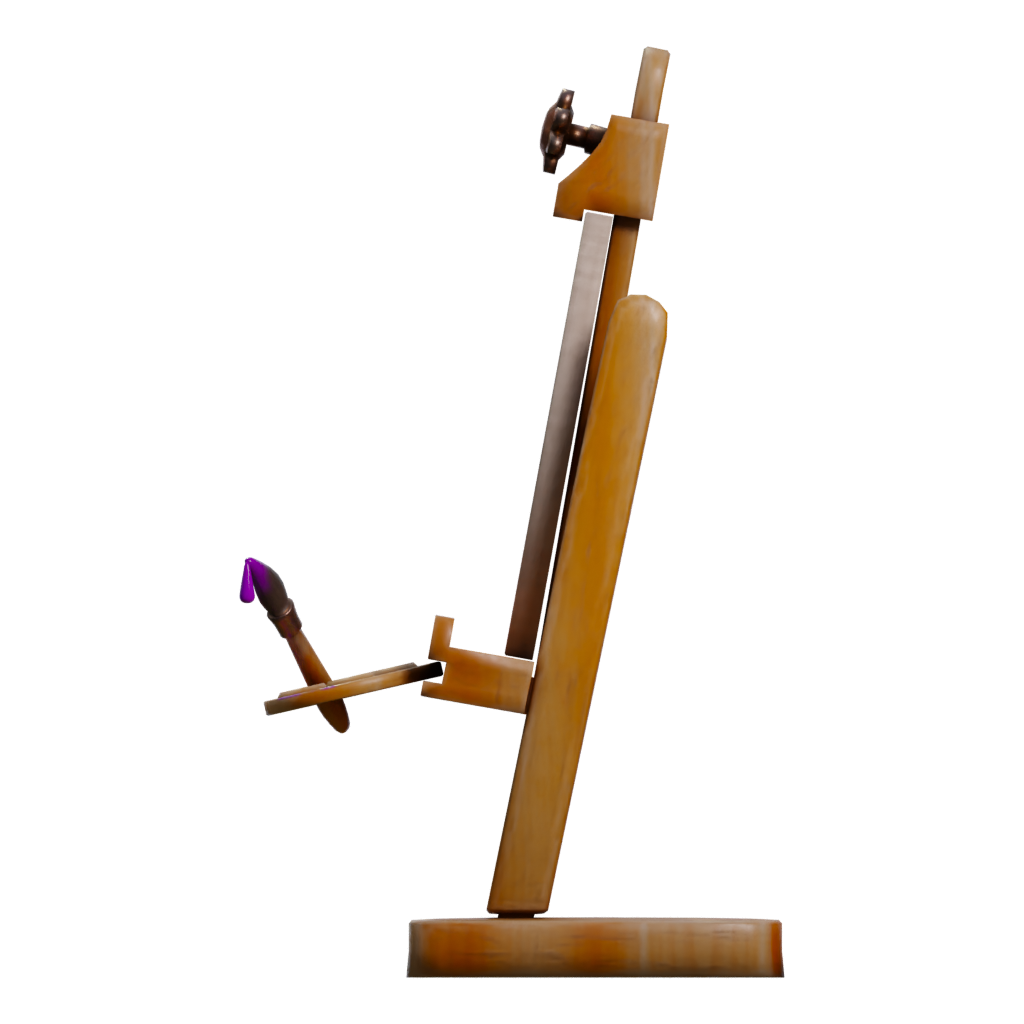 Left view of the Easel Cartoon 3D model