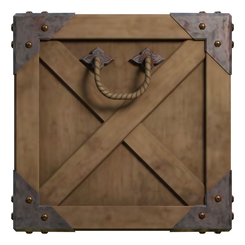 Right view of the Low Poly Wooden Crate 3D model