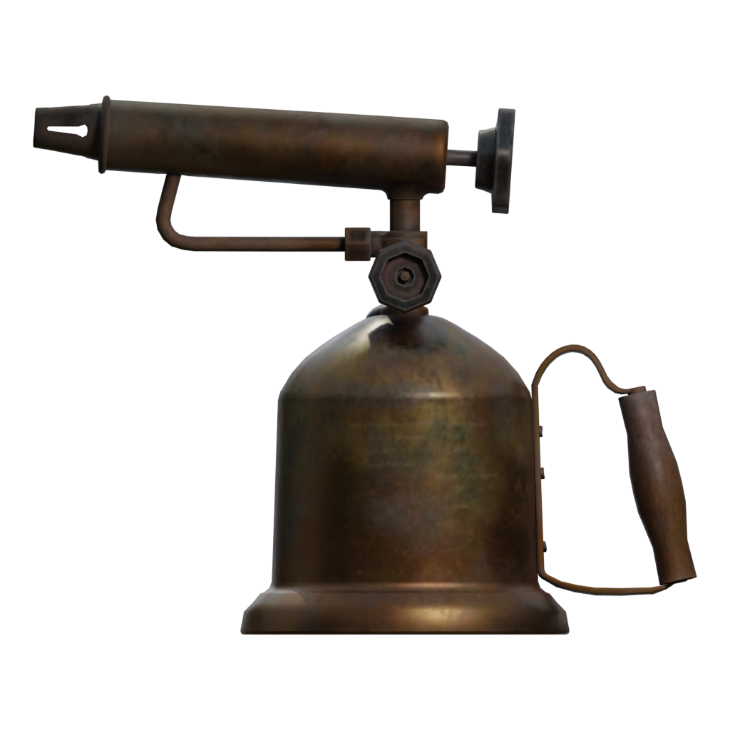 Left view of the Brass Blowtorch 3D model