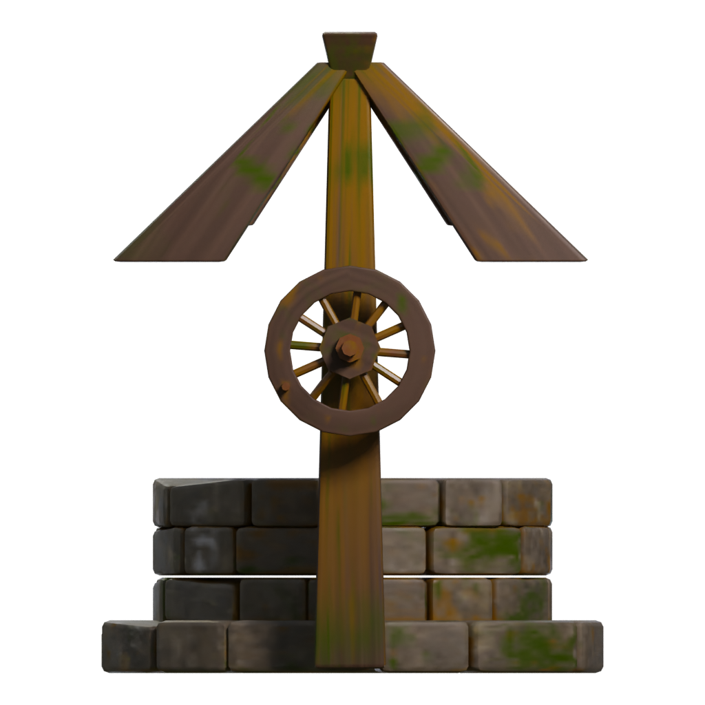 Left view of the Old Well 3D model