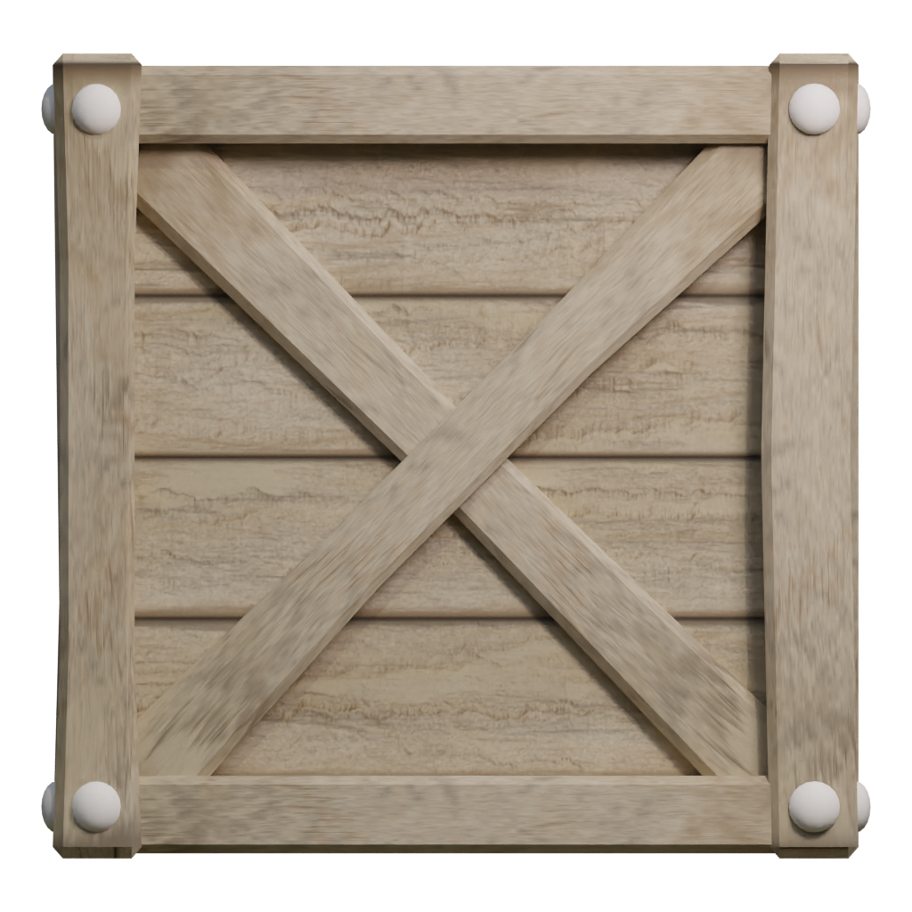 Back view of the Low Poly Wooden Crate 3D model