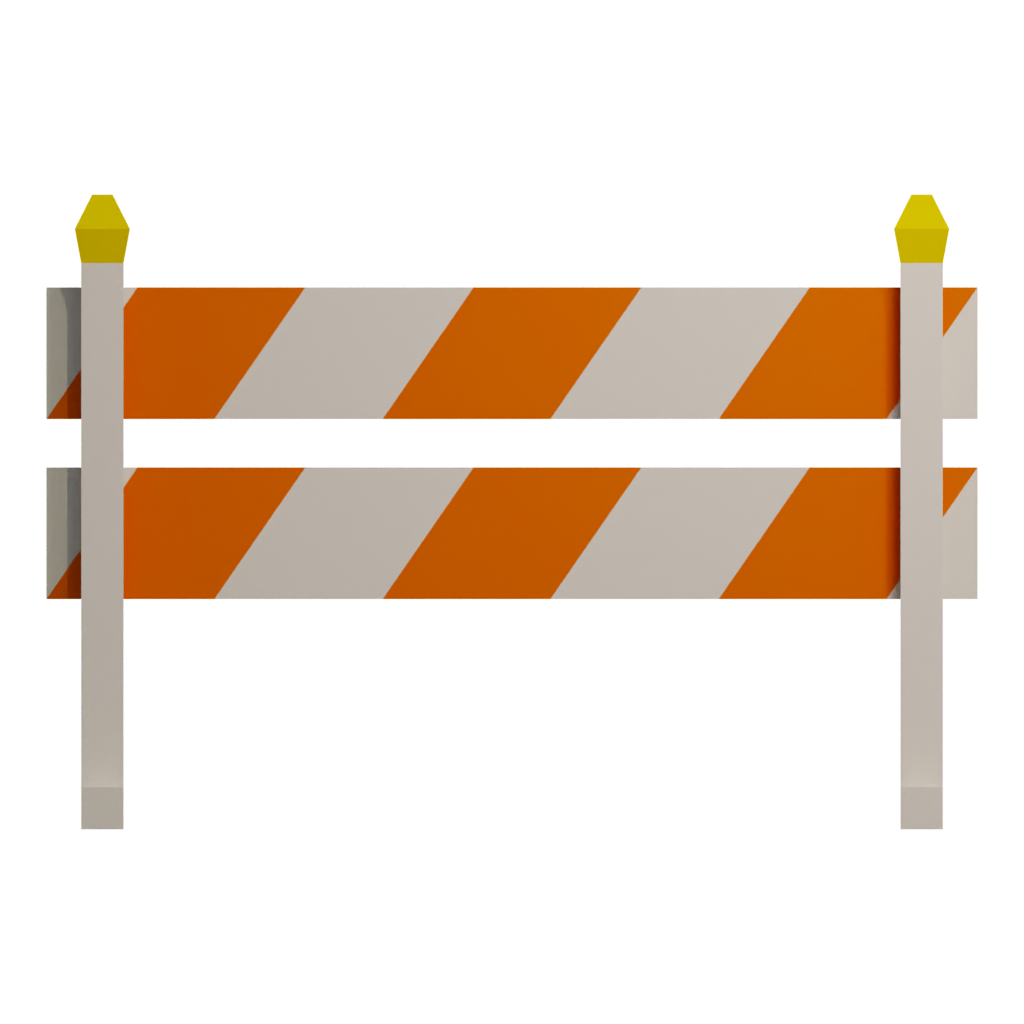 Back view of the City Blockade Low Poly 3D model