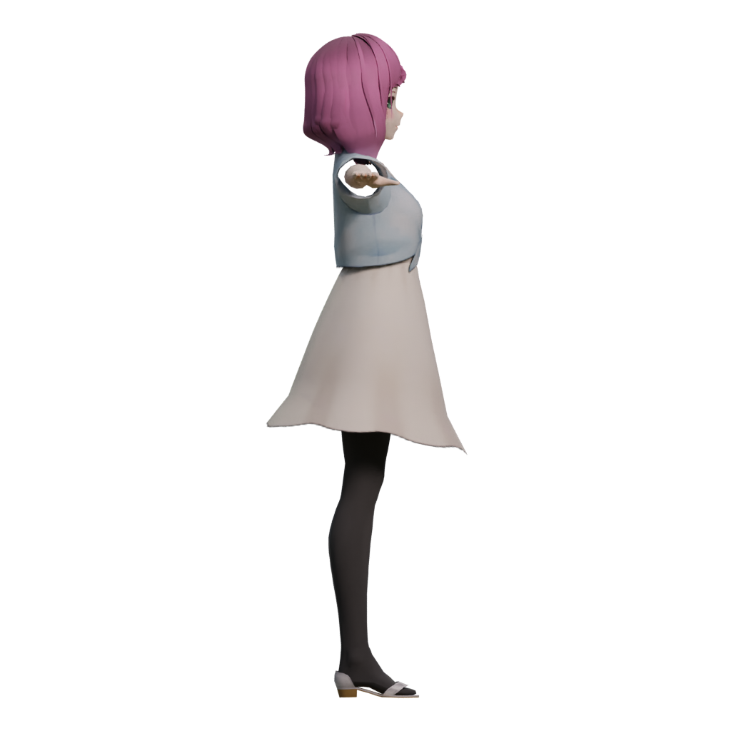 Right view of the Toony Cartoon Female Character 3D model