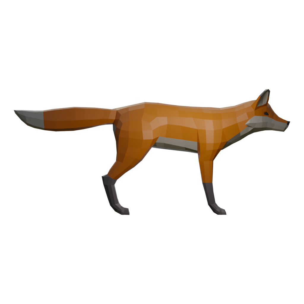 Right view of the Low Poly Fox 3D model