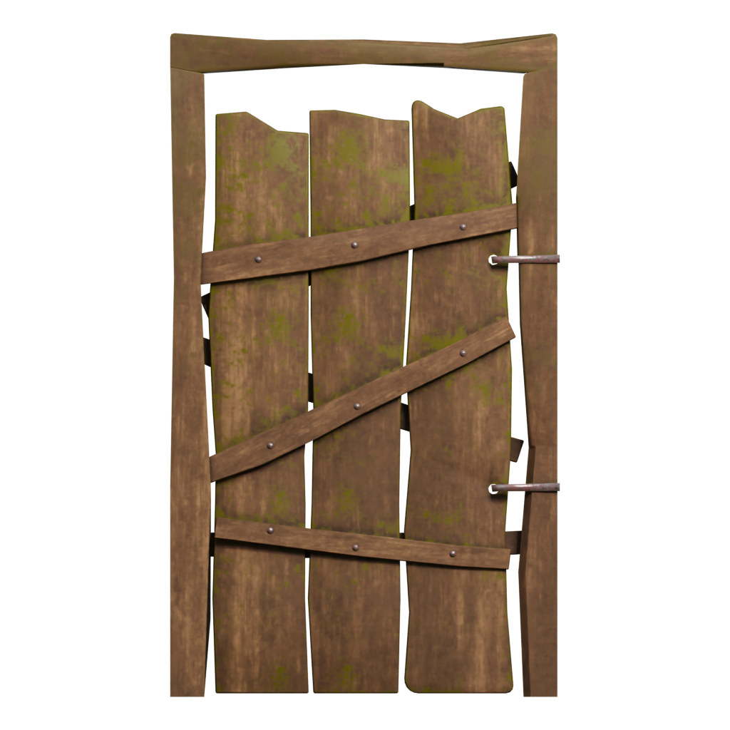 Back view of the Rustic Door 3D model