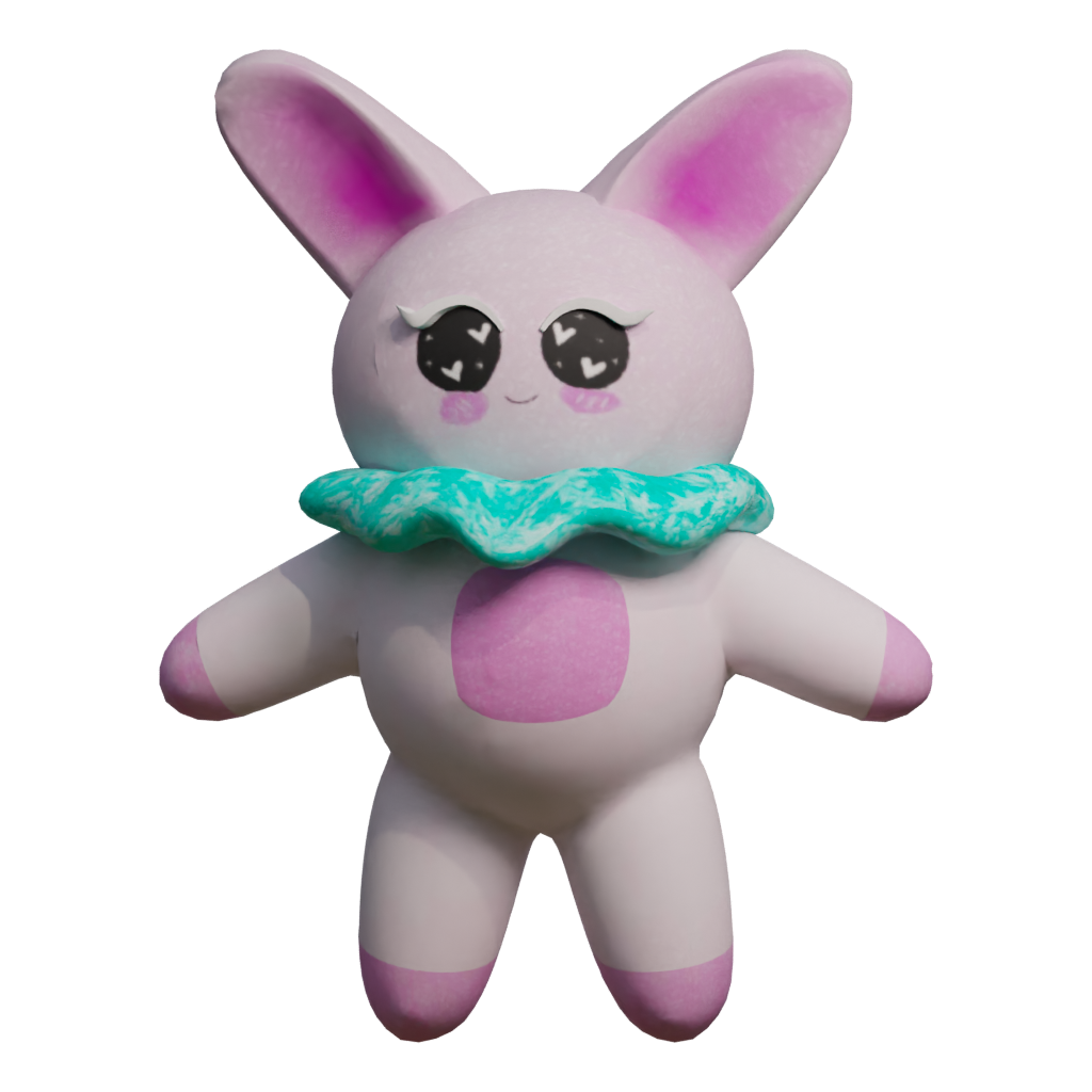 Front view of the Kawaii Rabbit Cute Stylized Game Ready Textures 3D model