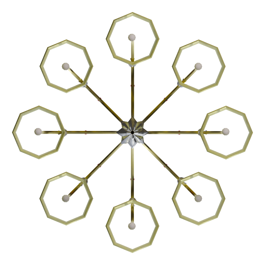 Top view of the Golden Chandelier 3D model