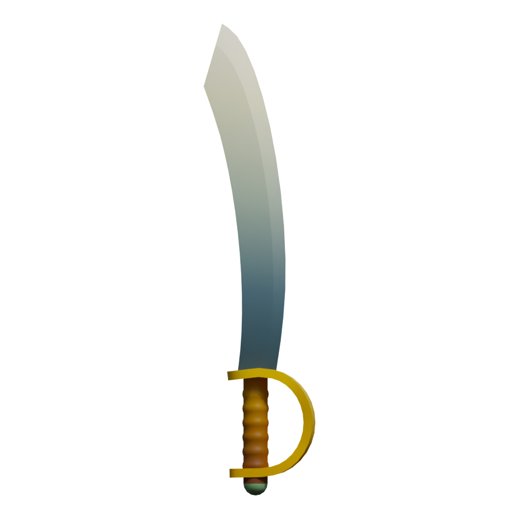 Back view of the Low Poly Pirate Sword 3D model