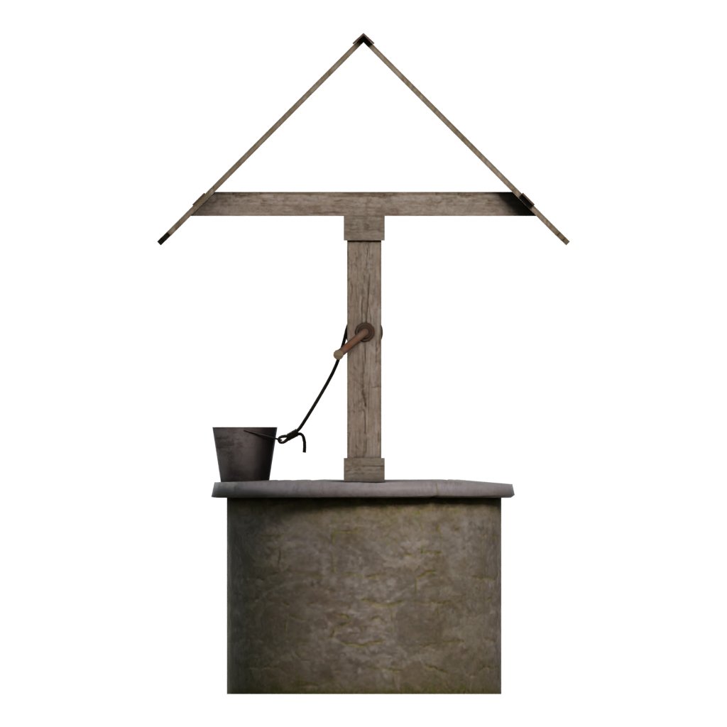 Left view of the Low Poly Well 3D model