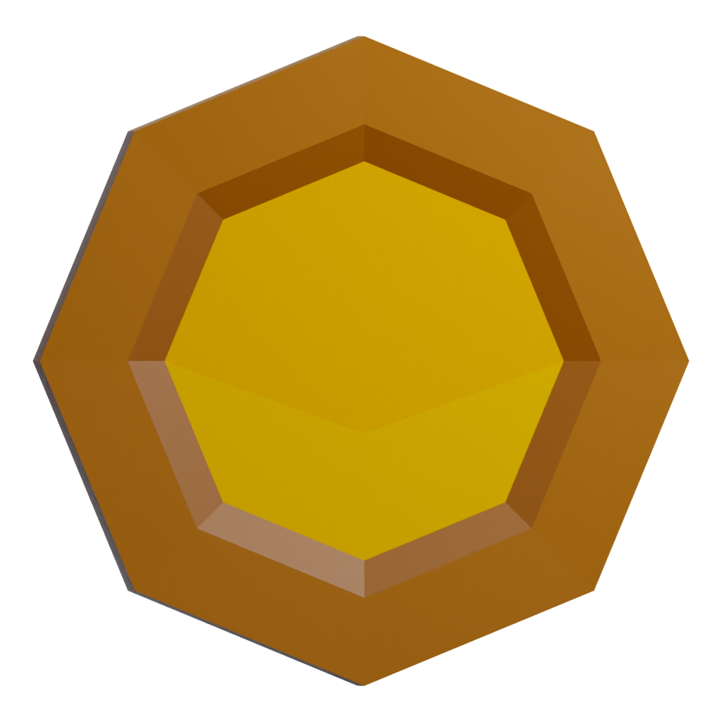 Back view of the Low Poly Gold Coin 3D model