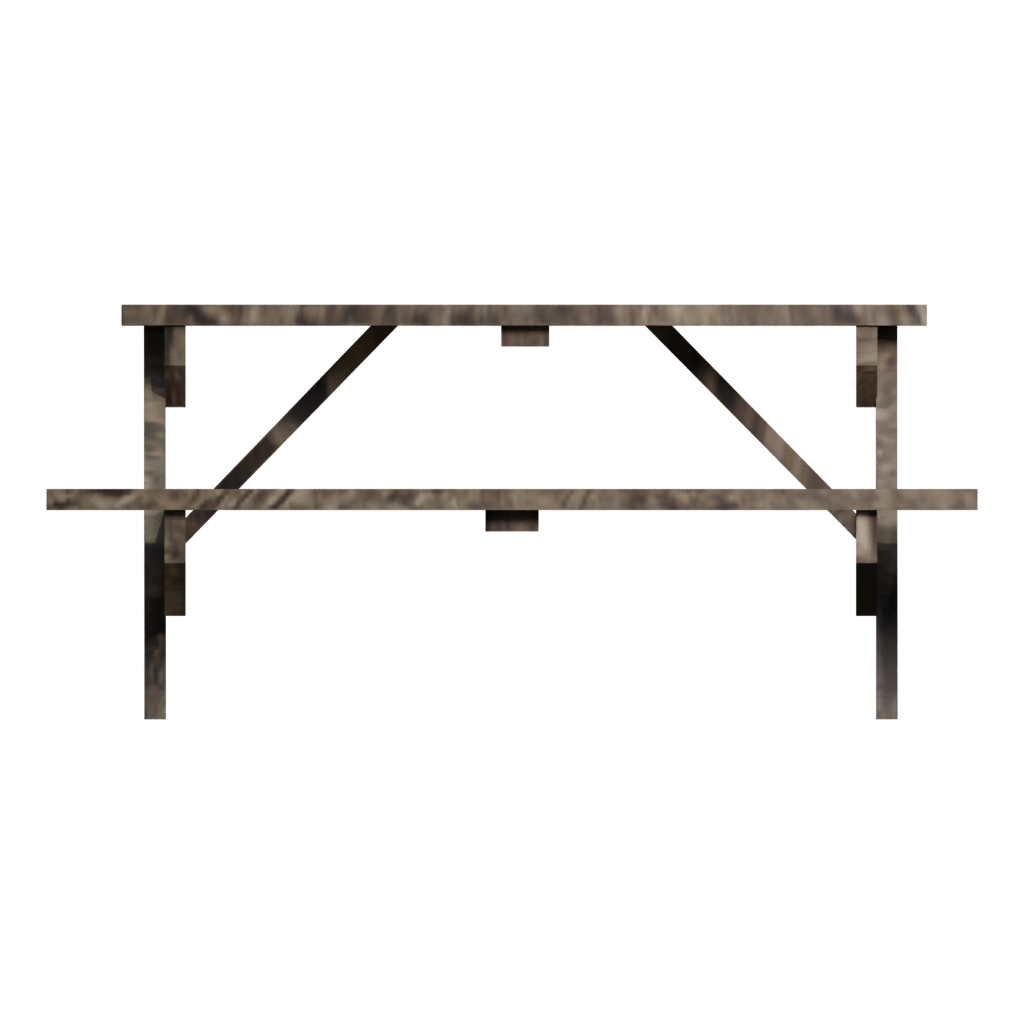 Back view of the Low Poly Wooden Bench 3D model