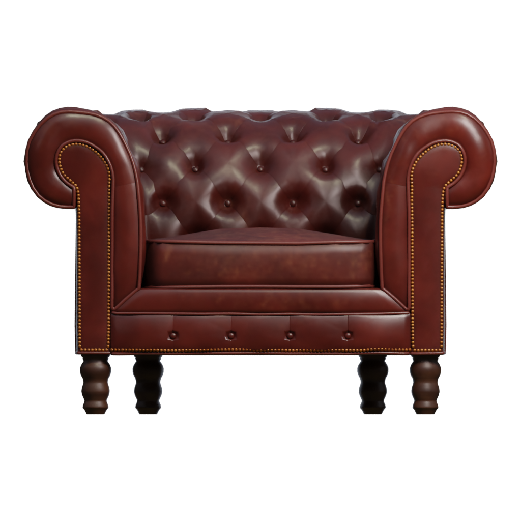 Front view of the Chesterfield Armchair 3D model