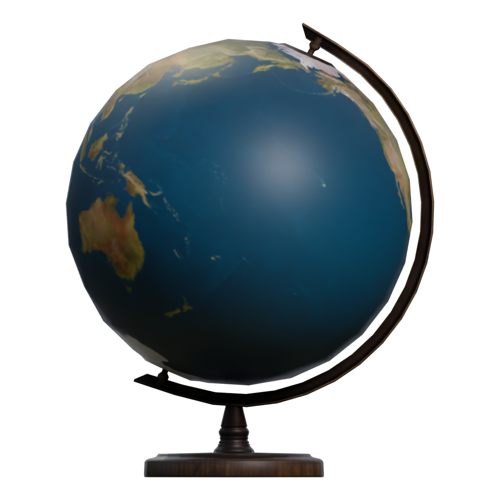 Left view of the Globe Free Low Poly 3D model