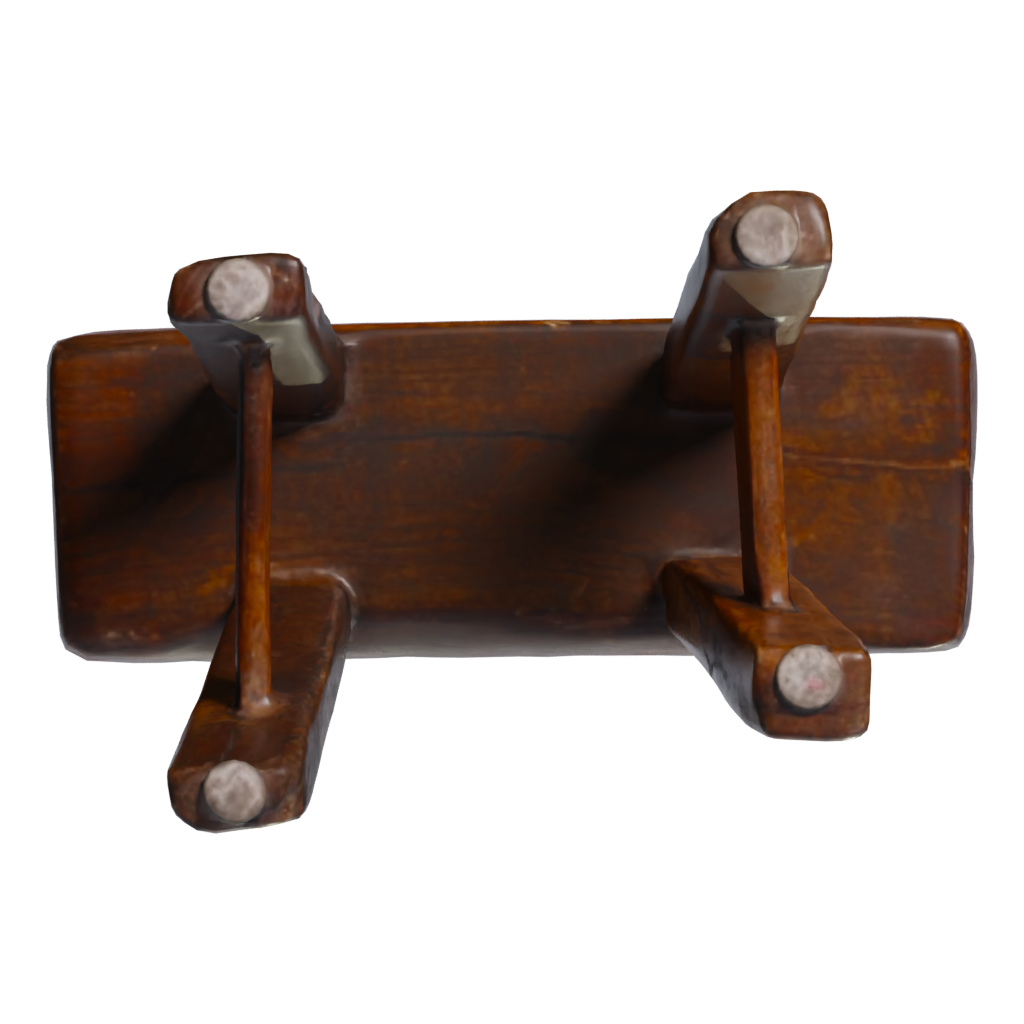 Bottom view of the Wooden Stool 3D model