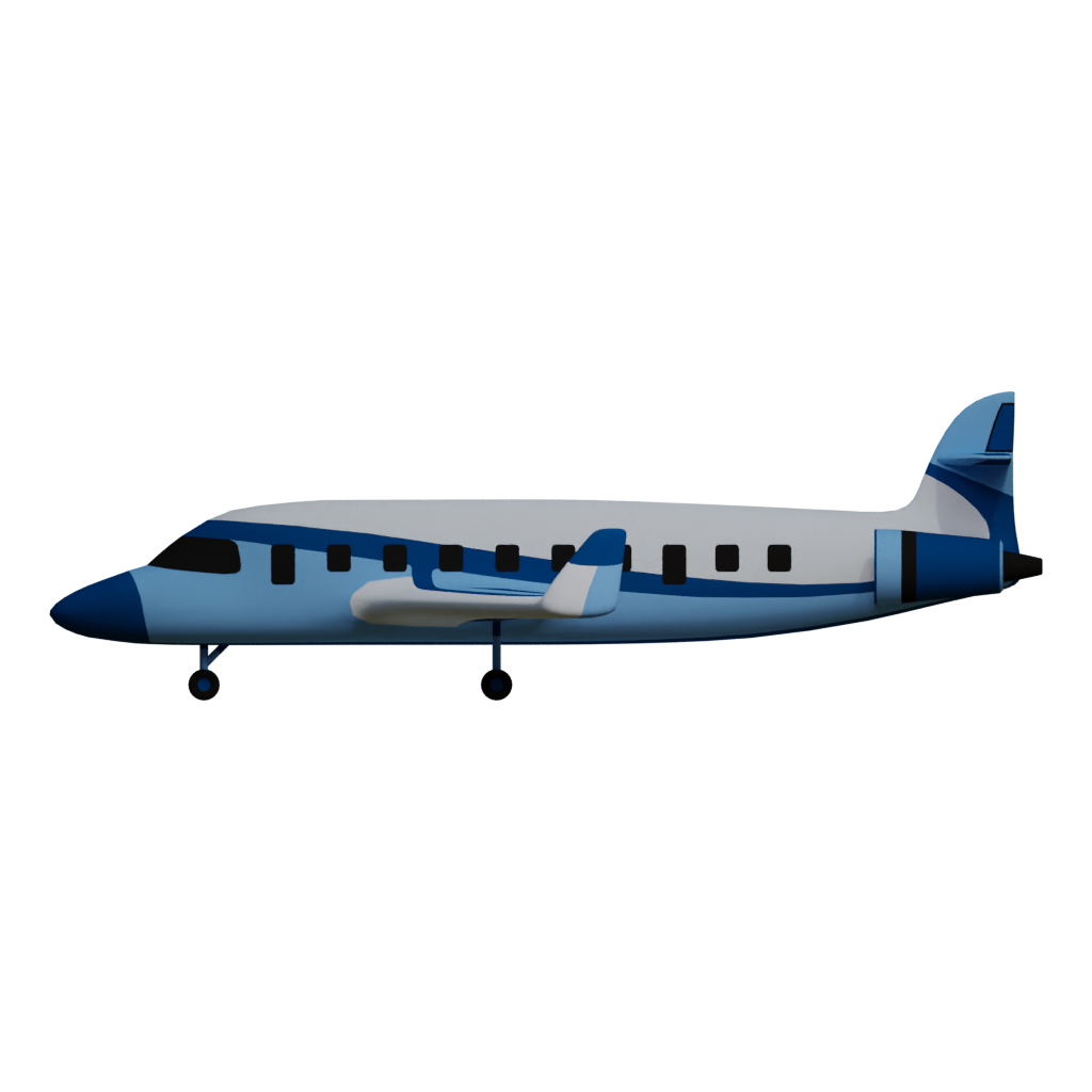 Back view of the Avion Comercial 3D model