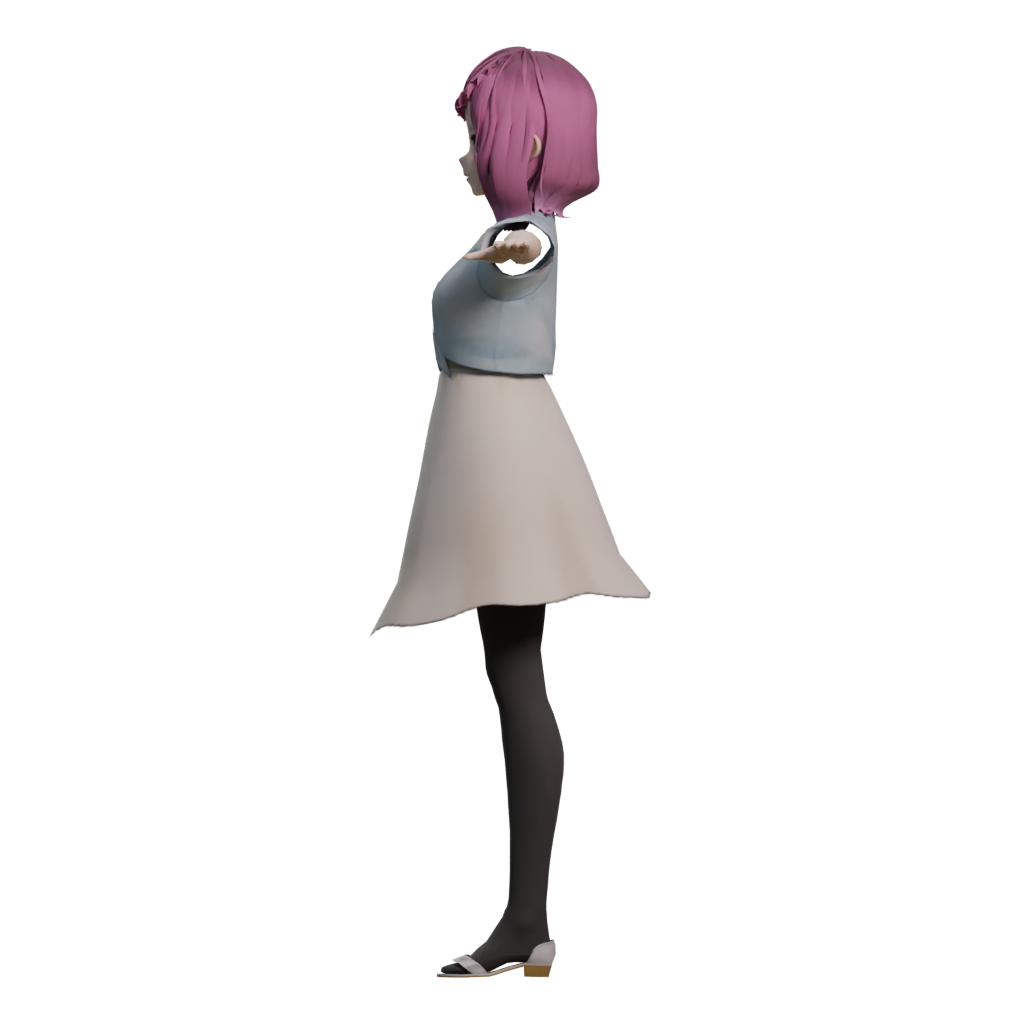Left view of the Toony Cartoon Female Character 3D model