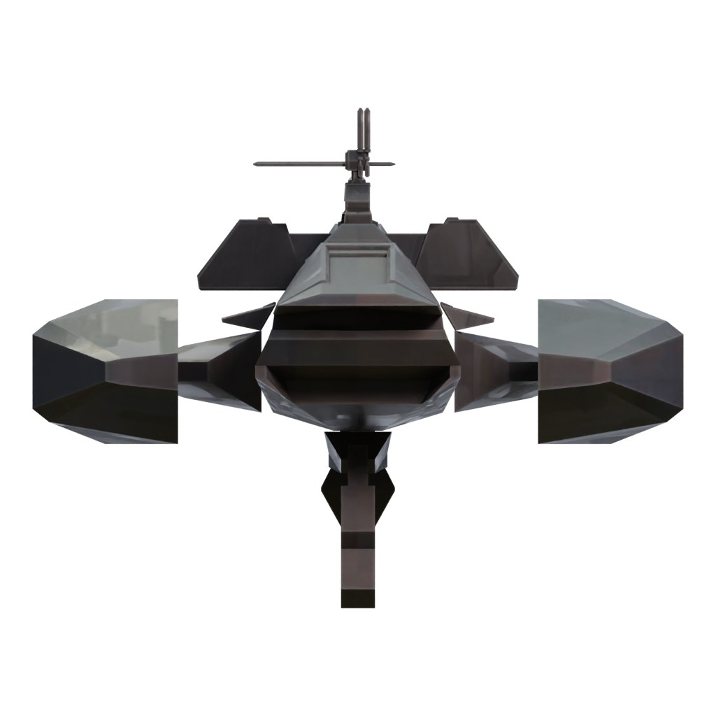 Left view of the Low Poly Spaceship Perun 3D model