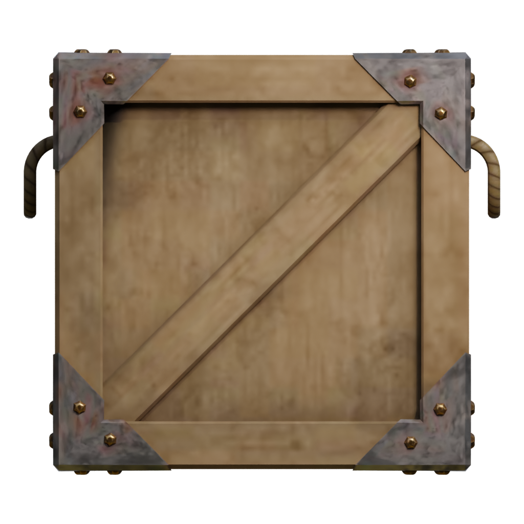 Front view of the Low Poly Wooden Crate 3D model