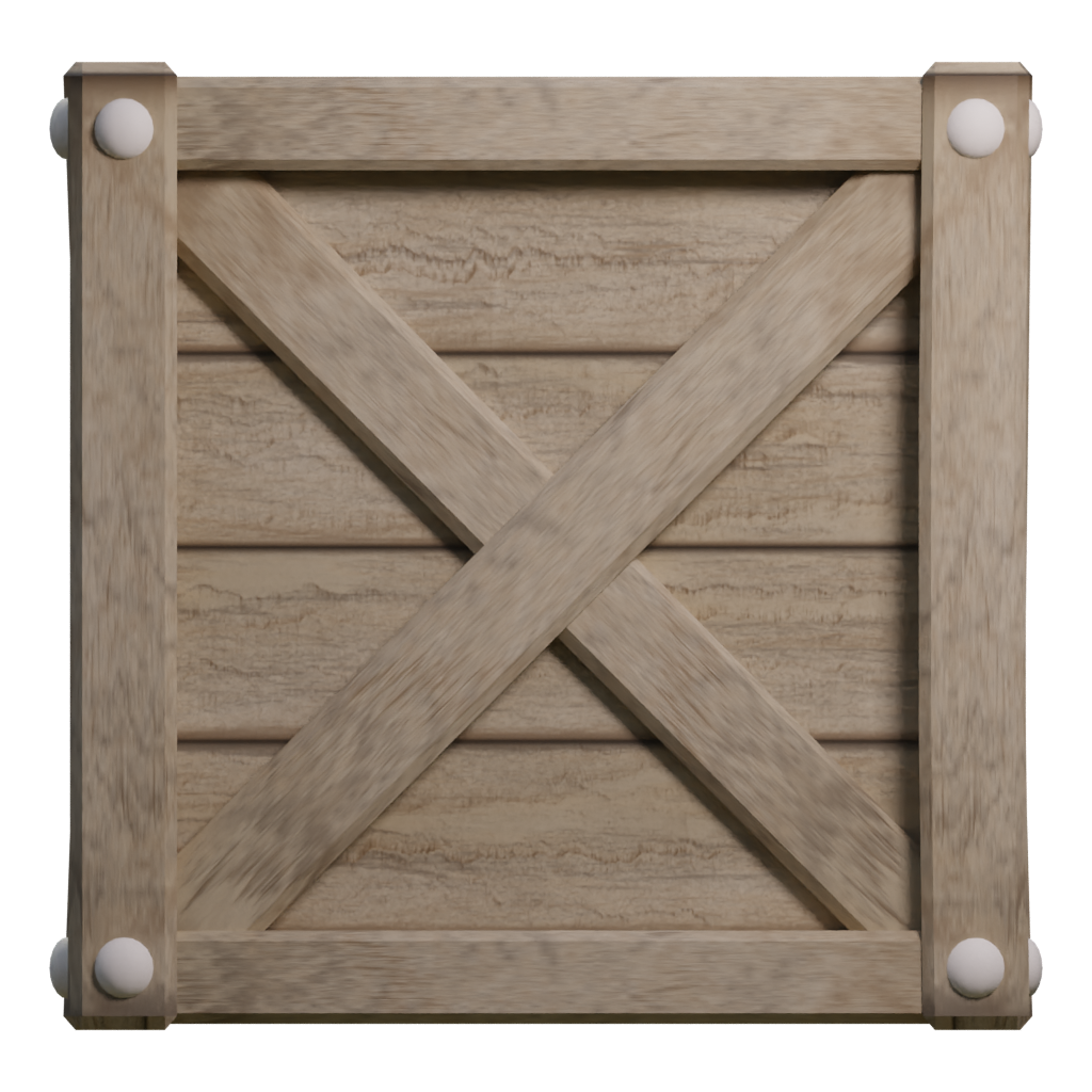 Right view of the Low Poly Wooden Crate 3D model