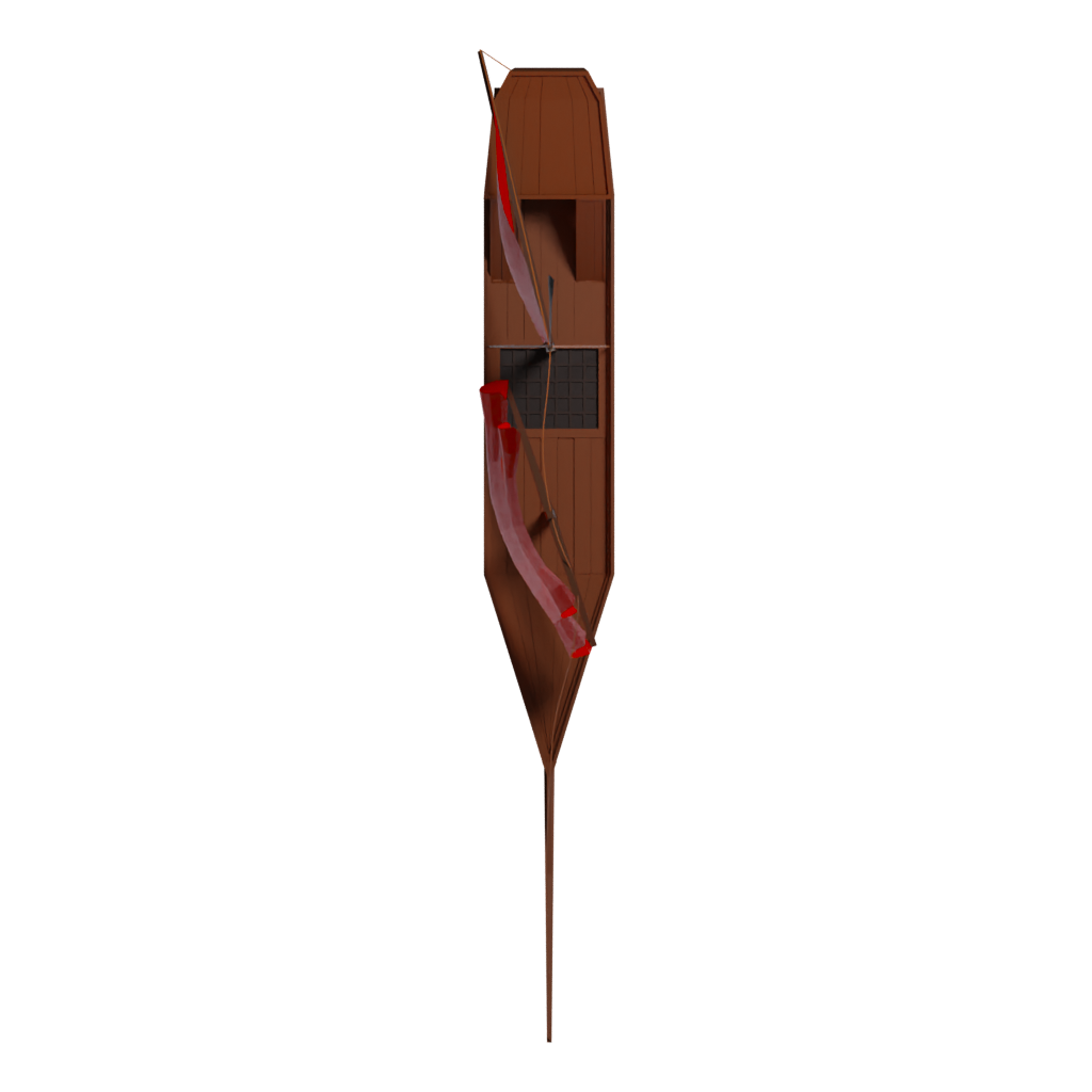 Top view of the Low Poly Trireme 3D model