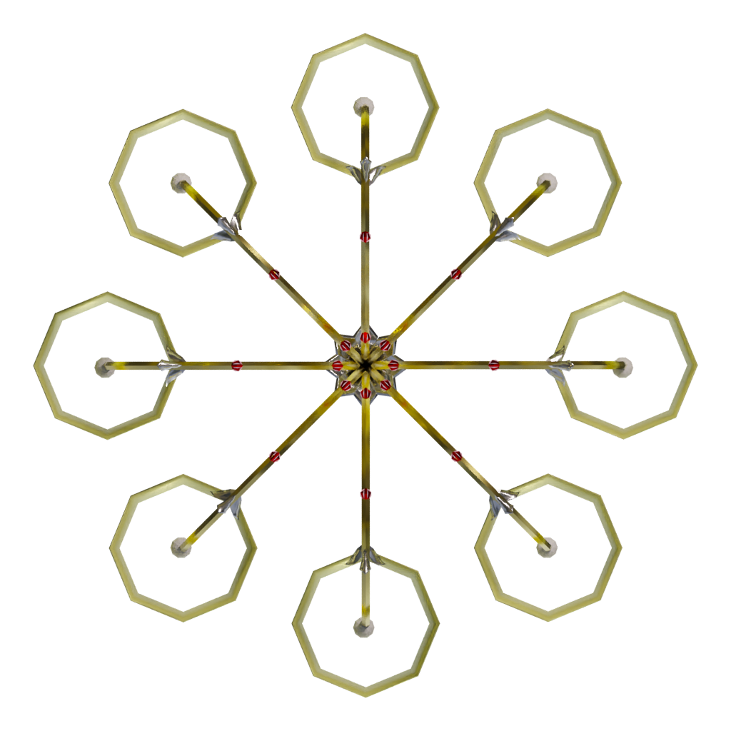 Bottom view of the Golden Chandelier 3D model
