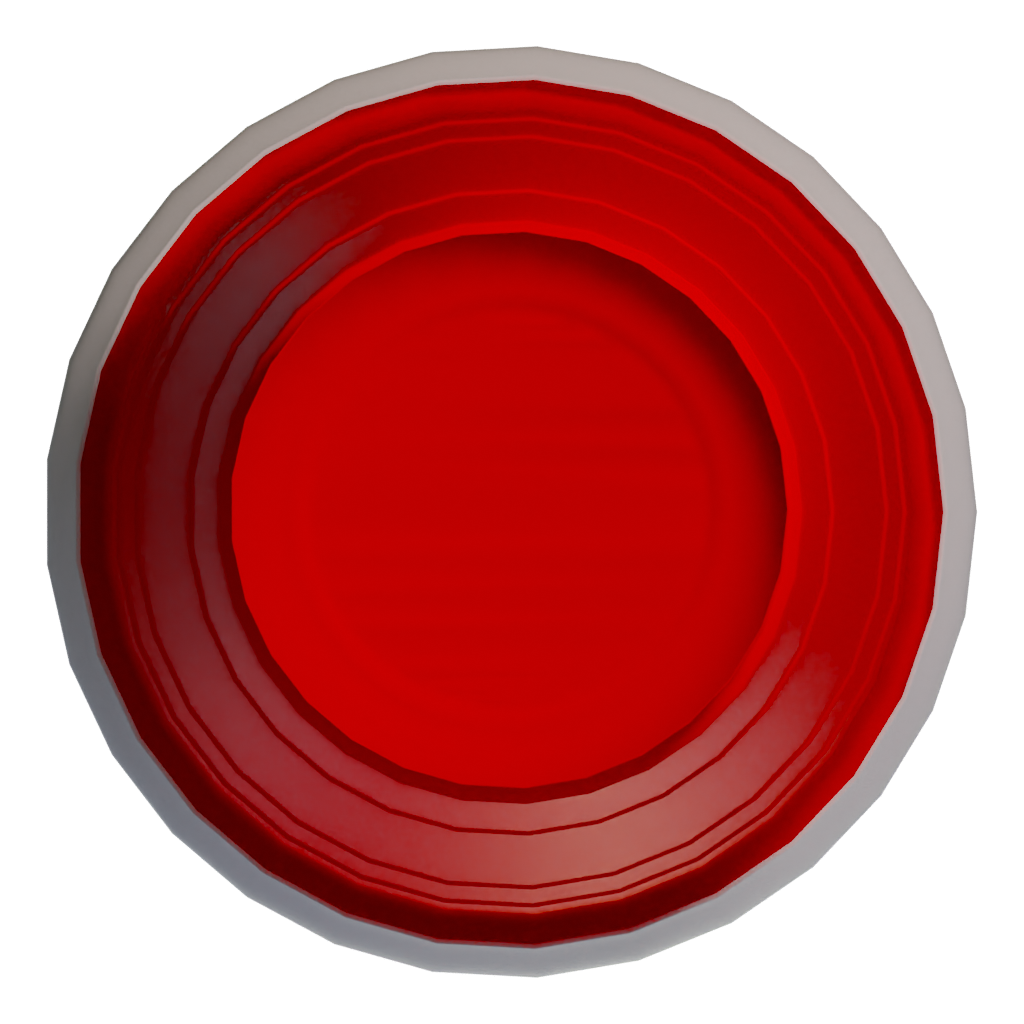 Bottom view of the Red Cup 3D model