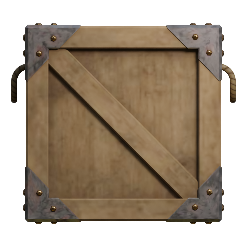Back view of the Low Poly Wooden Crate 3D model