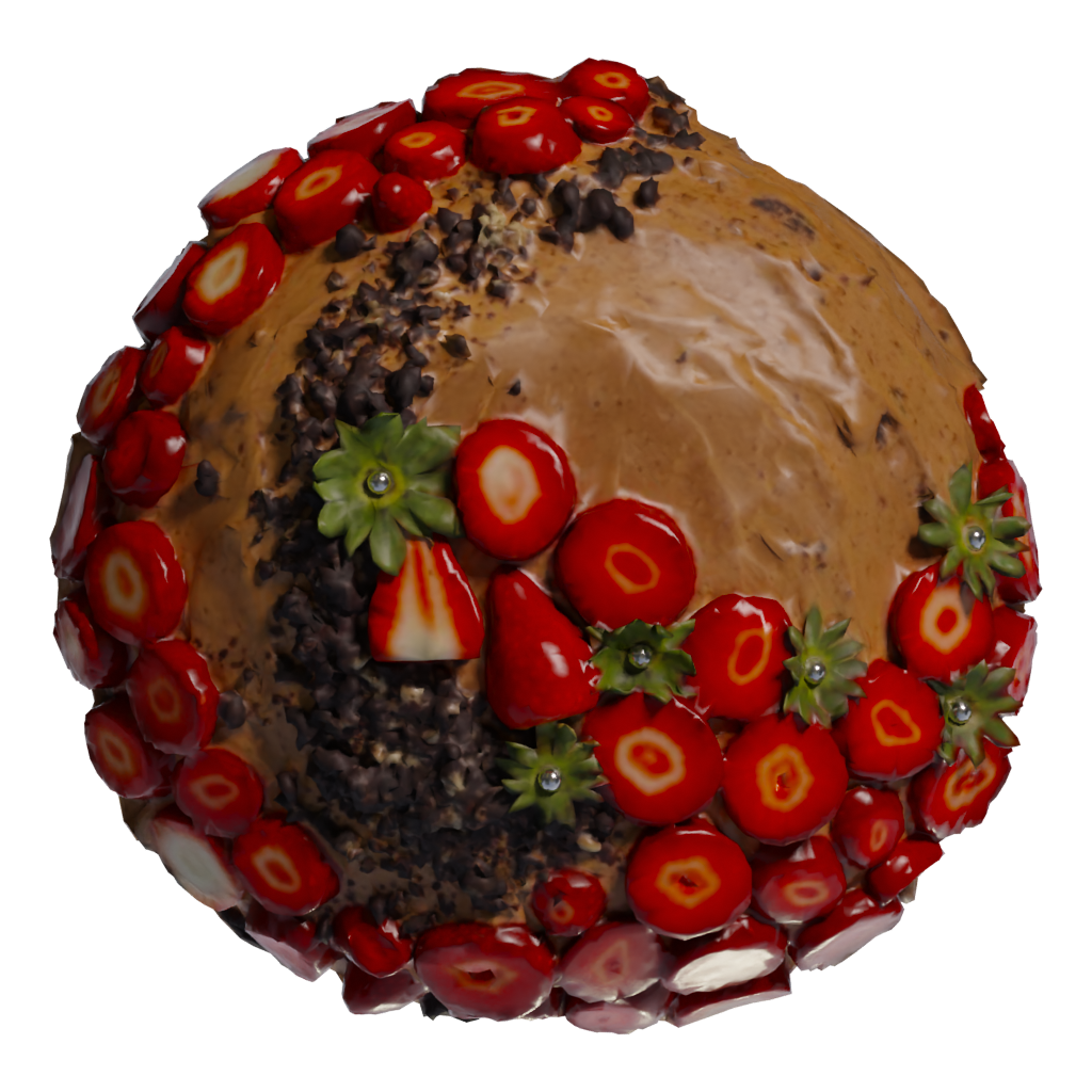 Top view of the Strawberry Chocolate Cake 3D model