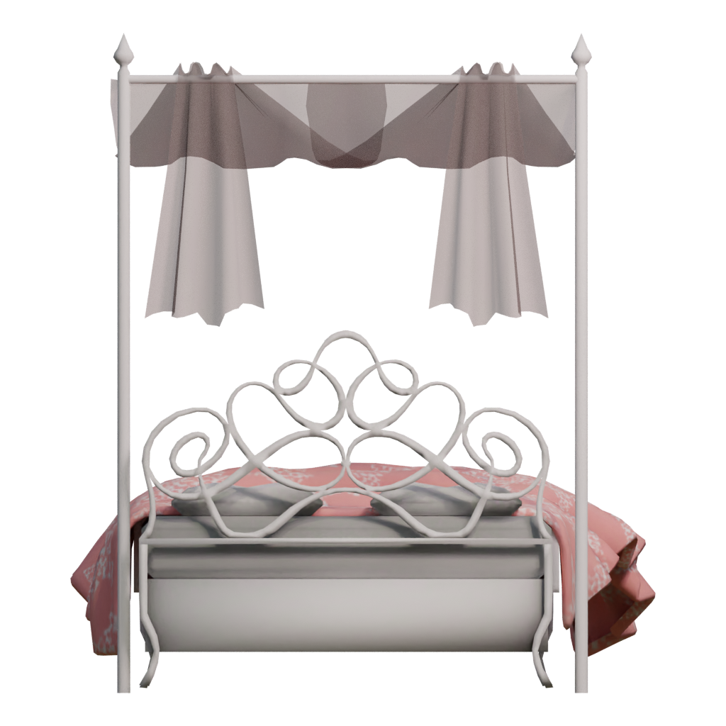 Back view of the Double Bed 3D model