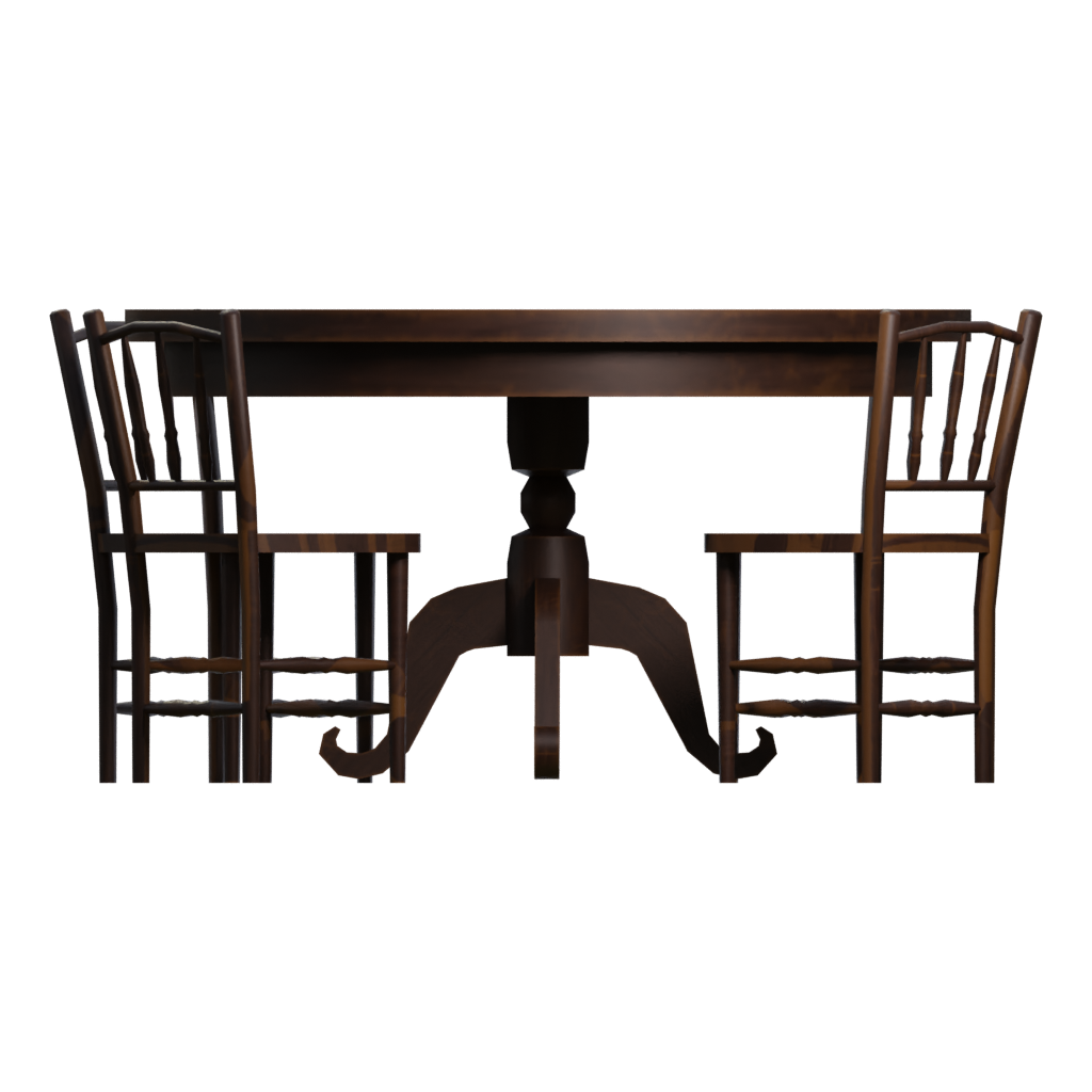 Right view of the Round Table And Chairs 3D model