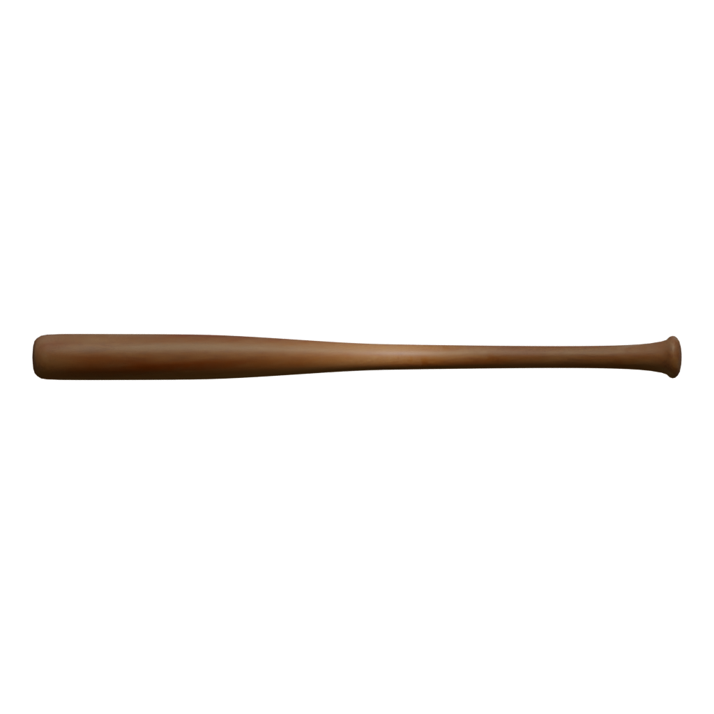 Back view of the Baseball Bat Low Poly Game Ready 3D model