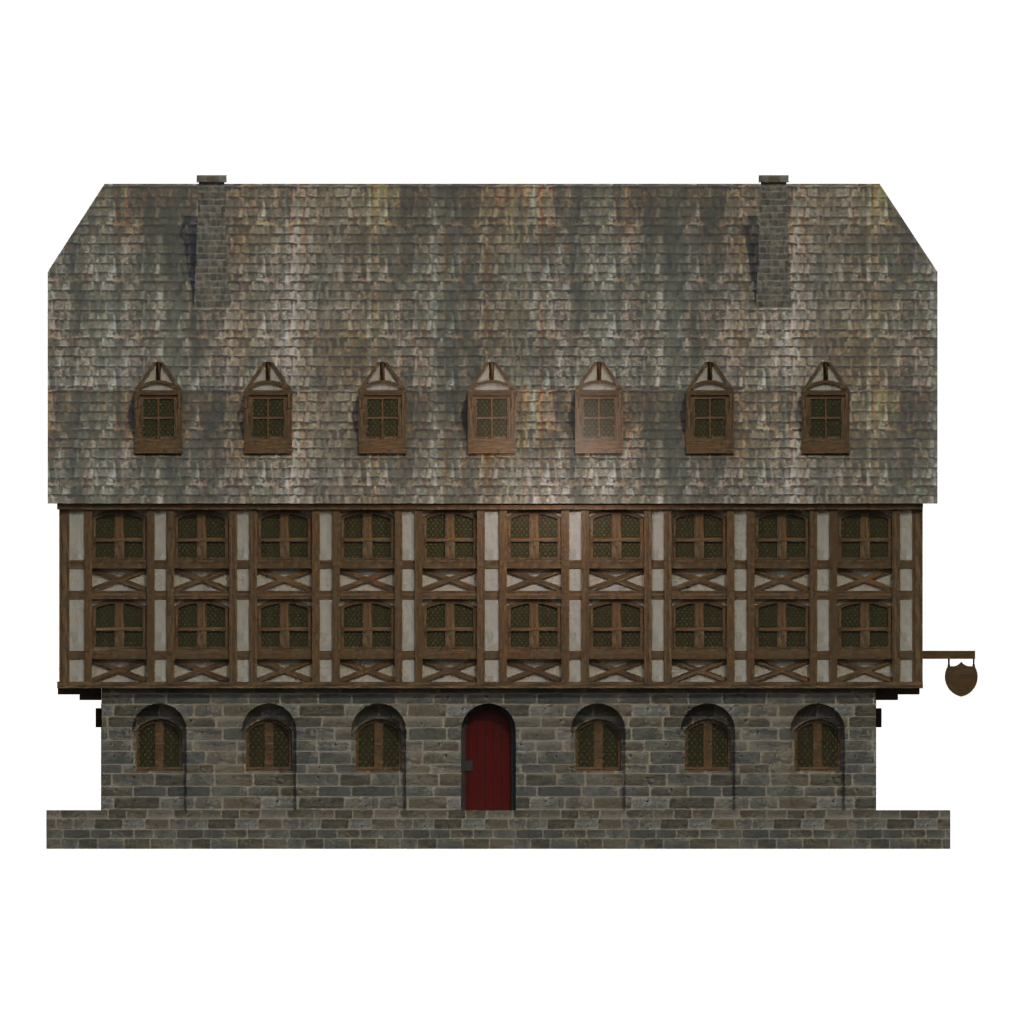 Back view of the Medieval High House2 3D model
