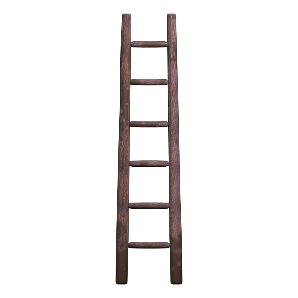 Back view of the Medieval Ladder 3D model