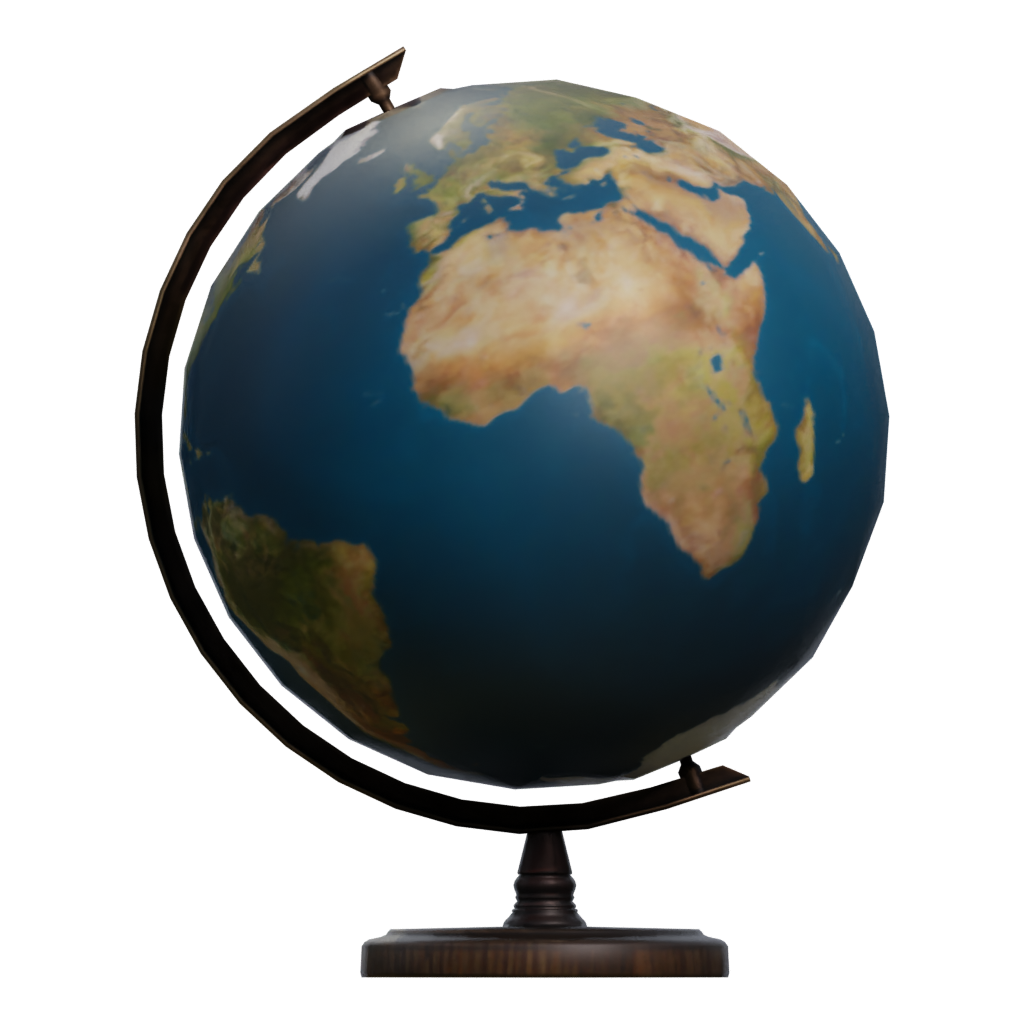 Right view of the Globe Free Low Poly 3D model