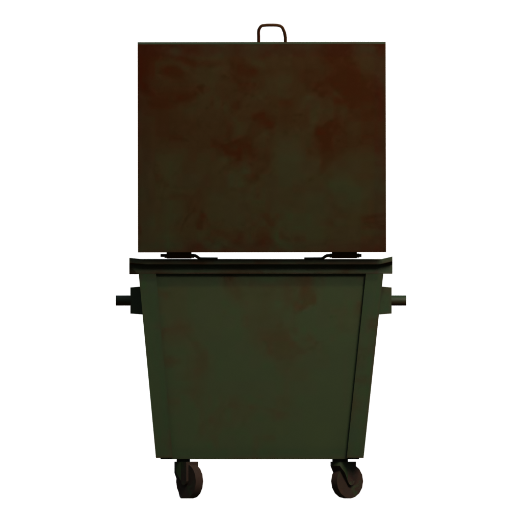 Back view of the Dumpster Low Poly 3D model